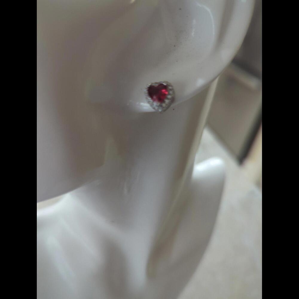 18k white gold plated CZ Diamond Love Heart stud earrings